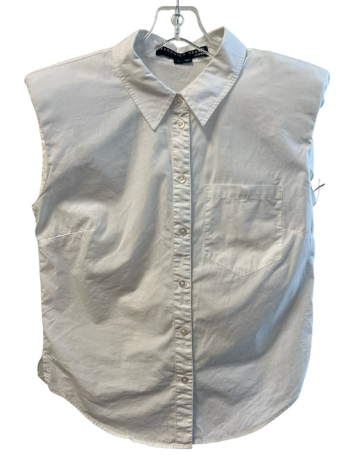 Veronica Beard Jeans Size S White Cotton Collar Button Up Sleeveless Top White / S