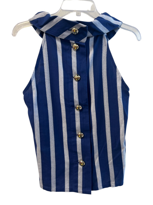 Sail To Sable Size S Blue No Fabric Tag Halter Back Button Sleeveless Stripe Top Blue / S