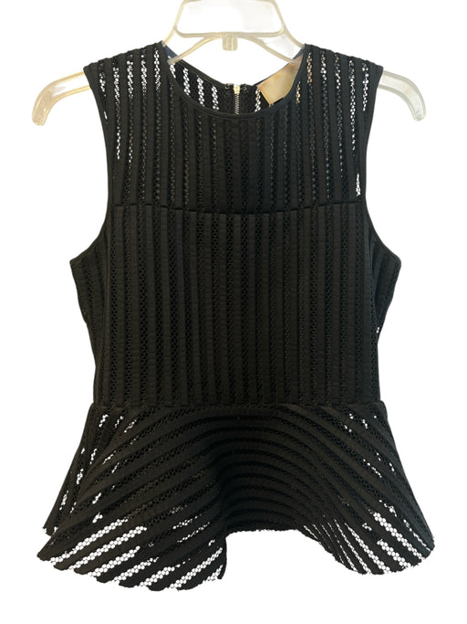 JOA Size Small Black No Fabric Tag Mesh Stripe Back Zip Sleeveless Top Black / Small