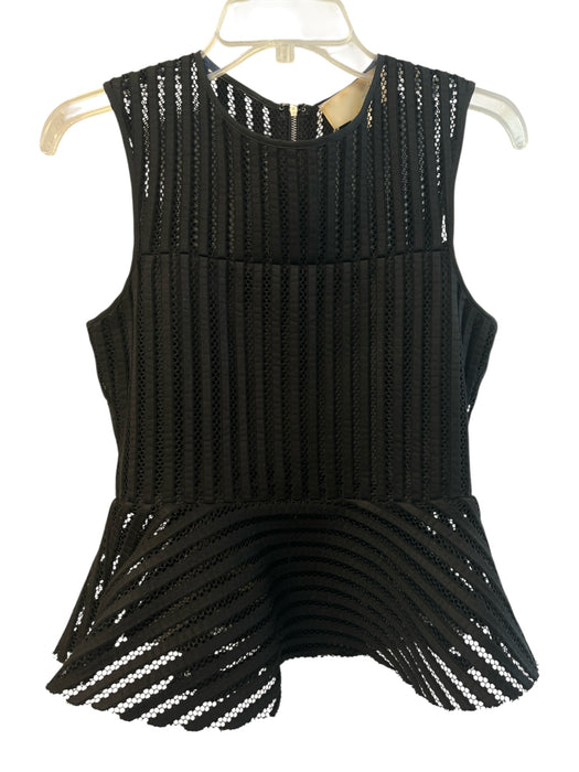 JOA Size Small Black No Fabric Tag Mesh Stripe Back Zip Sleeveless Top Black / Small