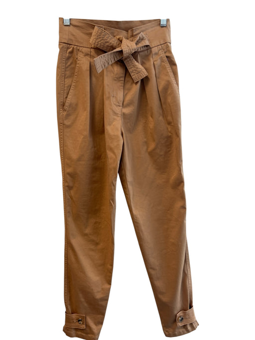 A.L.C. Size 4 Brown Cotton Tie Waist Zip Fly High Rise Skinny Ankle Pants Brown / 4