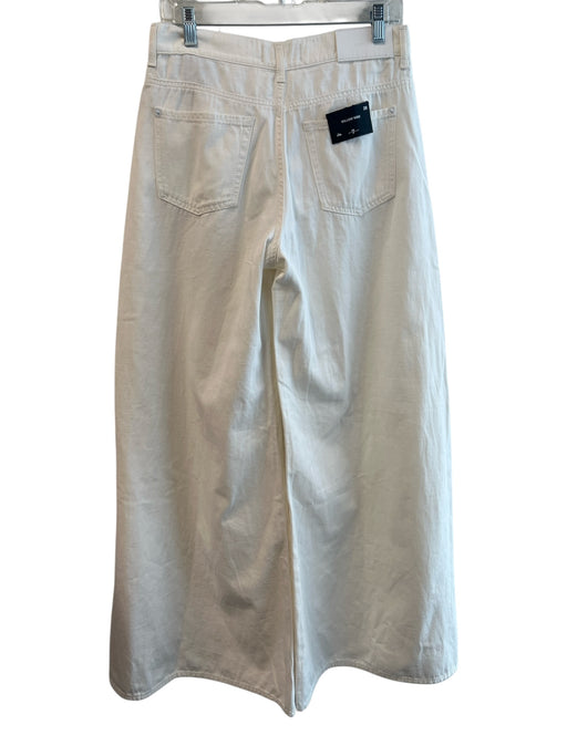 7 For All Mankind Size 28 Cream Cotton Blend High Rise Zip Fly Wide Leg Jeans Cream / 28