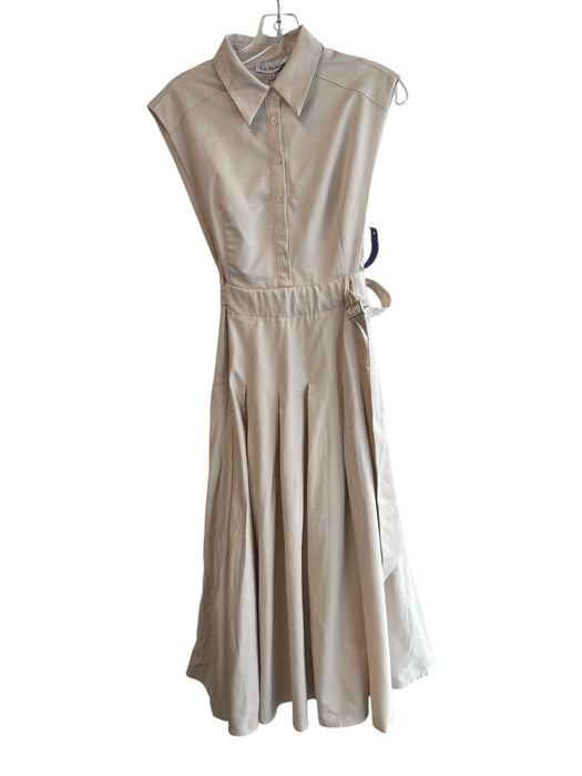 En Saison Size XS Beige Lyocell blend Collar Half Button Sleeveless Dress Beige / XS
