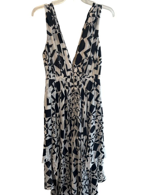 Alice + Olivia Size 6 Black & White Rayon & Silk V Neck Layered Dress Black & White / 6
