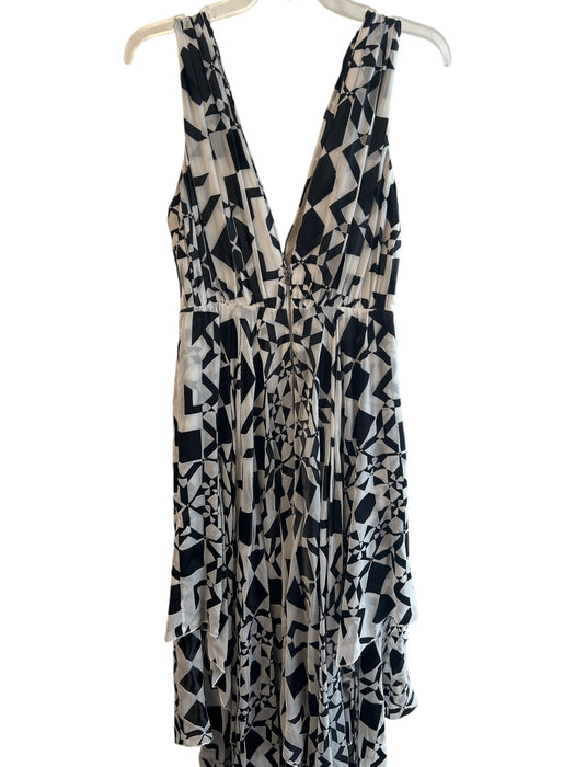 Alice + Olivia Size 6 Black & White Rayon & Silk V Neck Layered Dress Black & White / 6
