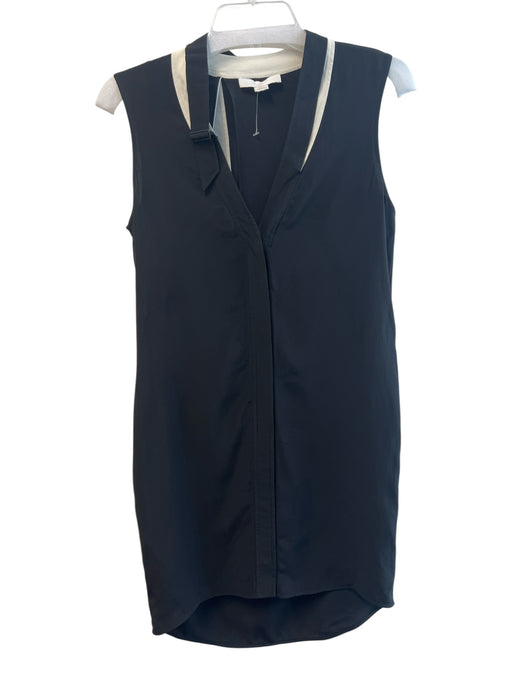 Alexander Wang Size 4 Black Acetate & Silk V Neck Sleeveless Button Down Dress Black / 4