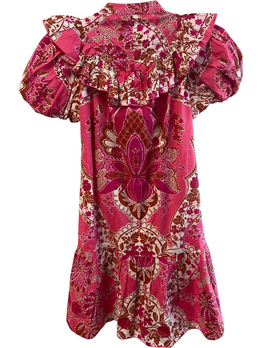 Love The Label Size XS Pink Multi Cotton Round Neck Floral Button Down Dress Pink Multi / XS