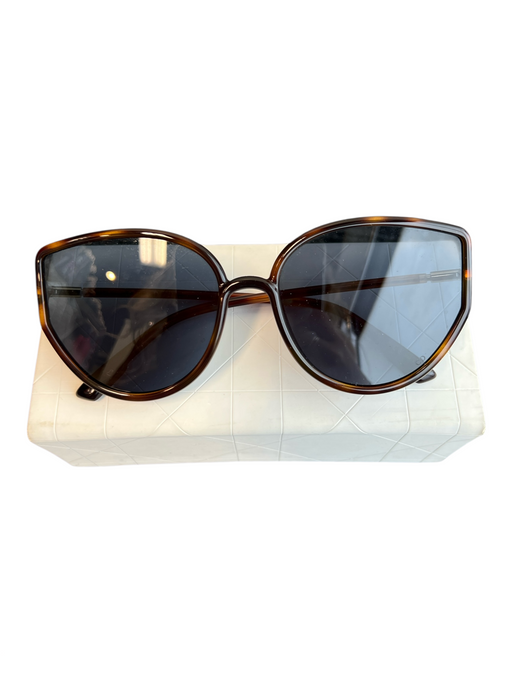 Dior tortoise Acetate Logo Gold Hardware Mirrored Lenses Sunglasses tortoise