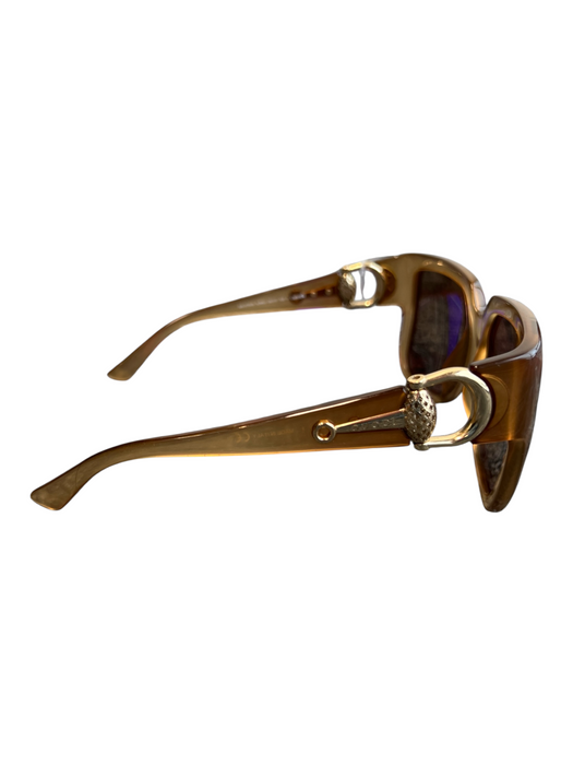 Gucci Brown & Gold Acetate Sqaure Gold Hardware Mirrored Lenses Sunglasses Brown & Gold