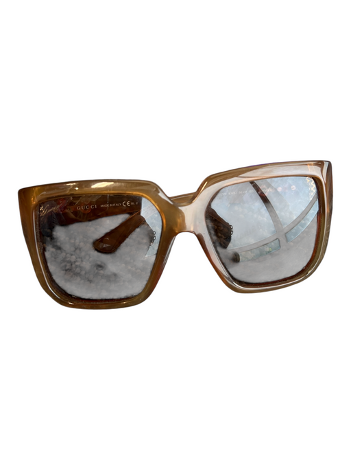 Gucci Brown & Gold Acetate Sqaure Gold Hardware Mirrored Lenses Sunglasses Brown & Gold