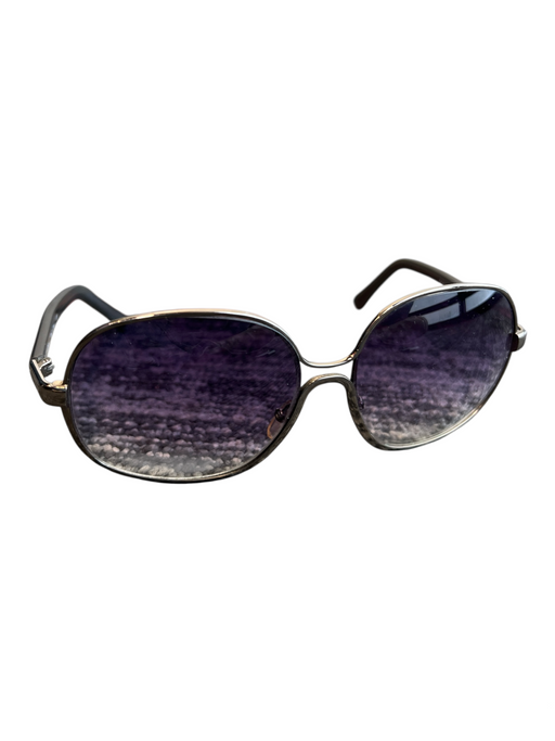 Chloe Grey & Silver Metal Gradient Lens Logo Sunglasses Grey & Silver