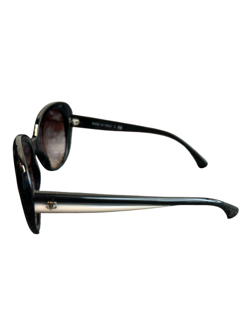 Chanel Black & Beige Acetate Logo Gradient Color Block Sunglasses Black & Beige