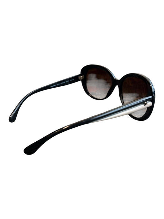 Chanel Black & Beige Acetate Logo Gradient Color Block Sunglasses Black & Beige