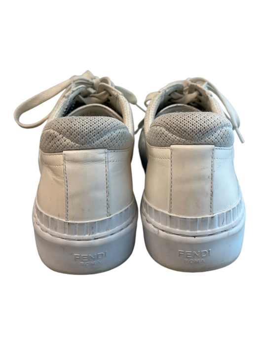 Fendi Shoe Size 38 White & Brown Leather Canvas Monogram Logo Lace Up Shoes White & Brown / 38