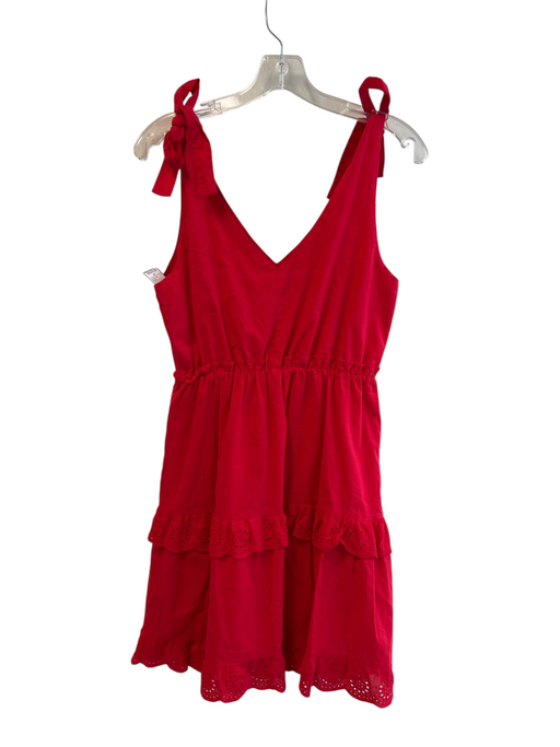 Joy Joy Size Sm & Med Red Cotton Lined Deep V Neck & Back Tie at Shoulder Dress Red / Sm & Med