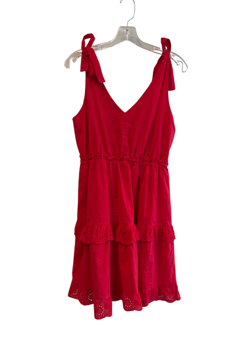 Joy Joy Size Sm & Med Red Cotton Lined Deep V Neck & Back Tie at Shoulder Dress Red / Sm & Med