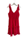 Joy Joy Size Sm & Med Red Cotton Lined Deep V Neck & Back Tie at Shoulder Dress Red / Sm & Med