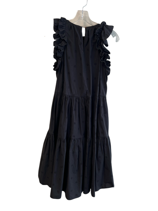 Ulla Johnson Size 4 Black Cotton Sleeveless Ruffles Keyhole Back Tiered Dress Black / 4