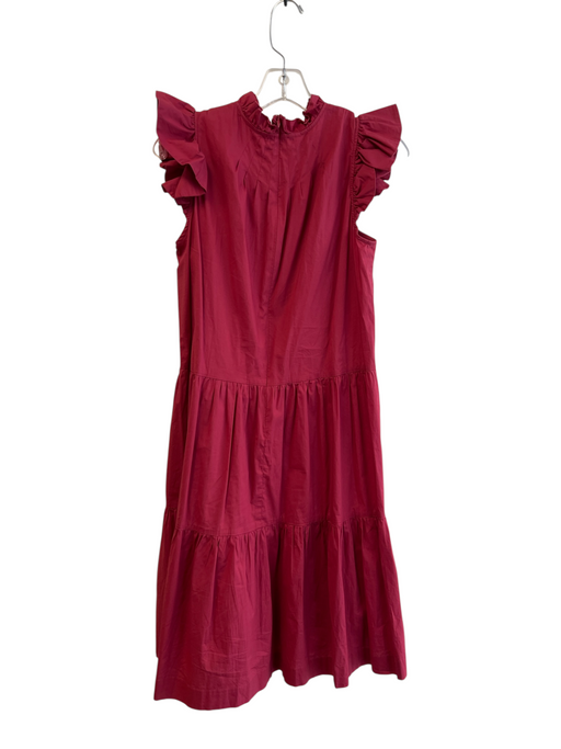 Sea New York Size 4 Cranberry Cotton Blend Sleeveless Ruffles Back Zip Dress Cranberry / 4