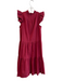 Sea New York Size 4 Cranberry Cotton Blend Sleeveless Ruffles Back Zip Dress Cranberry / 4