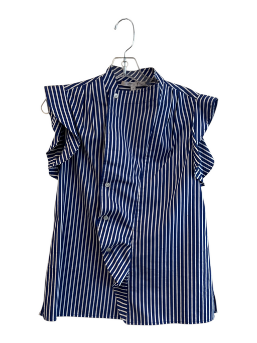 Derek Lam 10 Crosby Size 0 Blue & White Cotton Striped Button Down Top Blue & White / 0