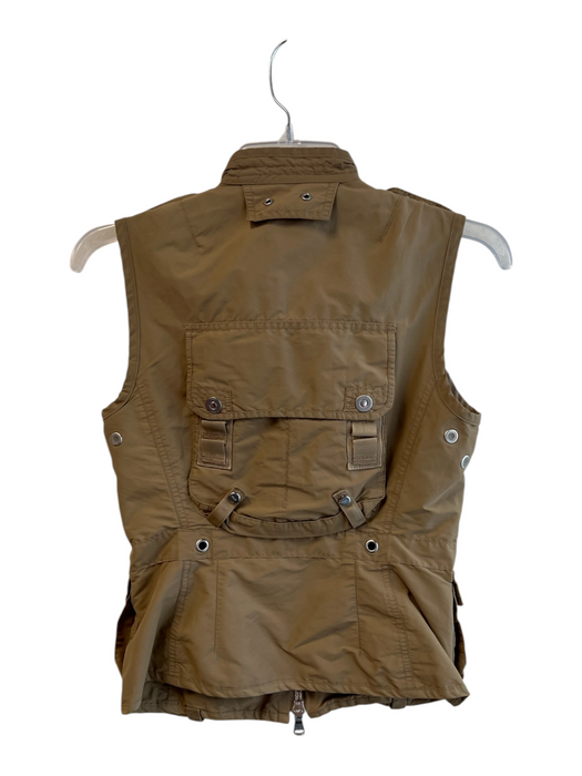 Ralph Lauren Size Sm & Med Khaki Cotton Front Zip Silver Hardware Vest Khaki / Sm & Med