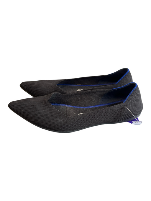 Rothy's Shoe Size 8 Black Fabric Pointed Toe Blue trim Flat Shoes Black / 8