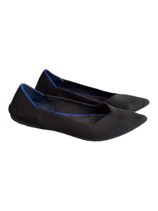 Rothy's Shoe Size 8 Black Fabric Pointed Toe Blue trim Flat Shoes Black / 8