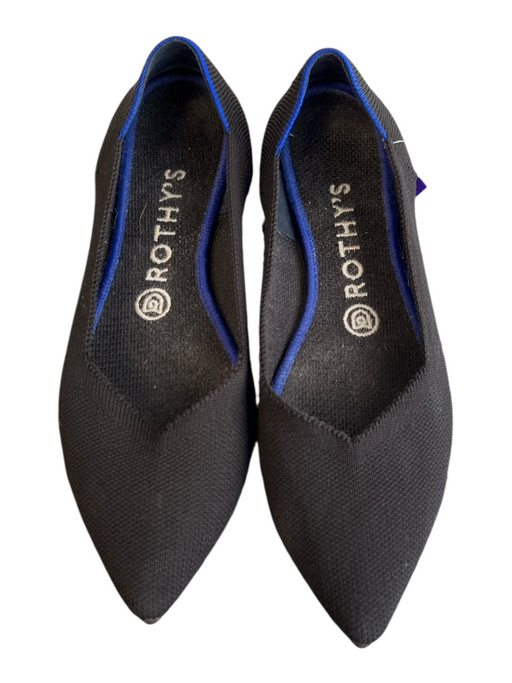 Rothy's Shoe Size 8 Black Fabric Pointed Toe Blue trim Flat Shoes Black / 8