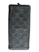 Gucci Black Leather goldtone hardware Interlocking GG Zip Around flap Wallets Black