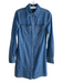 Veronica Beard Size 0 Med Dark Wash Cotton Blend Collared Front Snap Dress Med Dark Wash / 0