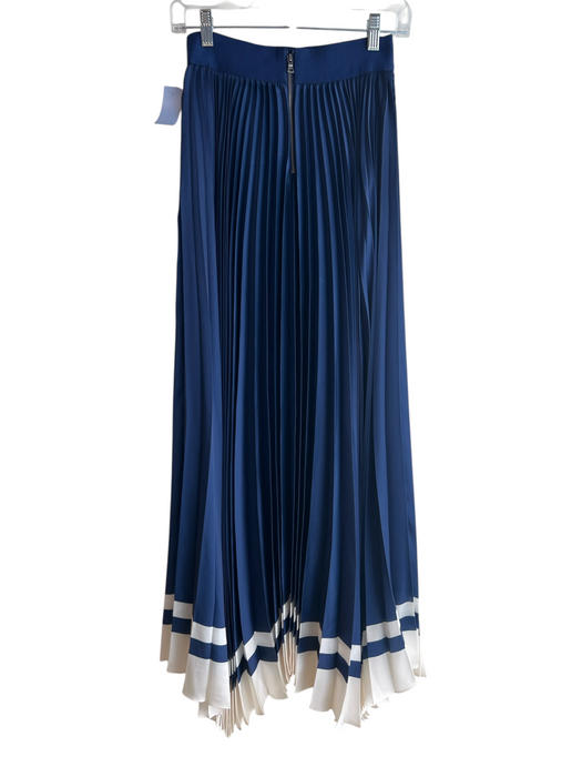 Alice & Olivia Size 0 Navy & white Polyester Pleated Back Zip Maxi Skirt Navy & white / 0