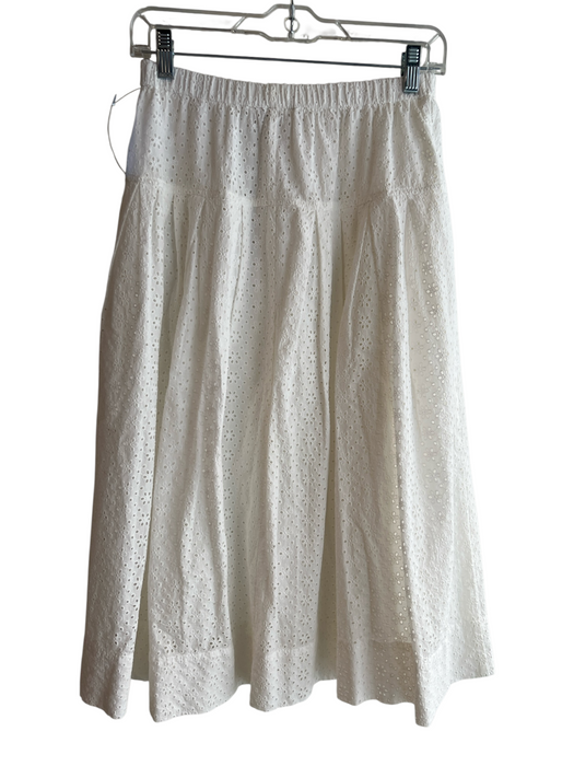 Alex Mill Size Small White Cotton Lined Stretch Waist eyelet Below knee Skirt White / Small