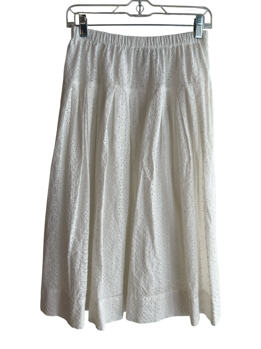Alex Mill Size Small White Cotton Lined Stretch Waist eyelet Below knee Skirt White / Small