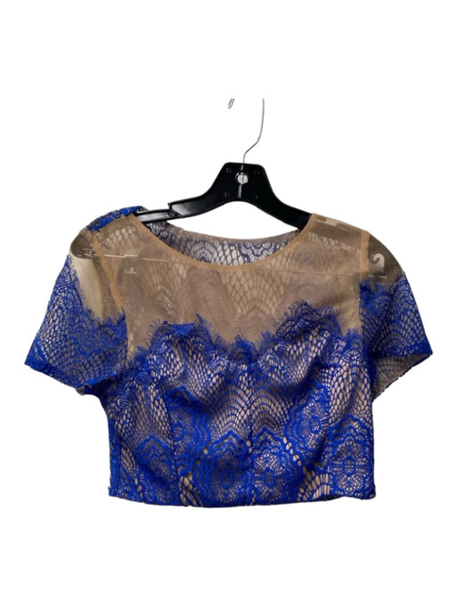 L'ATISTE Size S blue lace Polyester Overlay Sleeveless Pencil Skirt 2 Piece Set blue lace / S