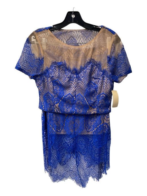 L'ATISTE Size S blue lace Polyester Overlay Sleeveless Pencil Skirt 2 Piece Set blue lace / S
