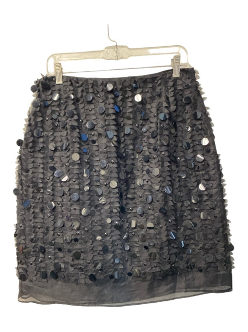 Dana Buchman Size 12P Black Organza Silk Sequin Pencil Skirt Evening Skirt Black / 12P