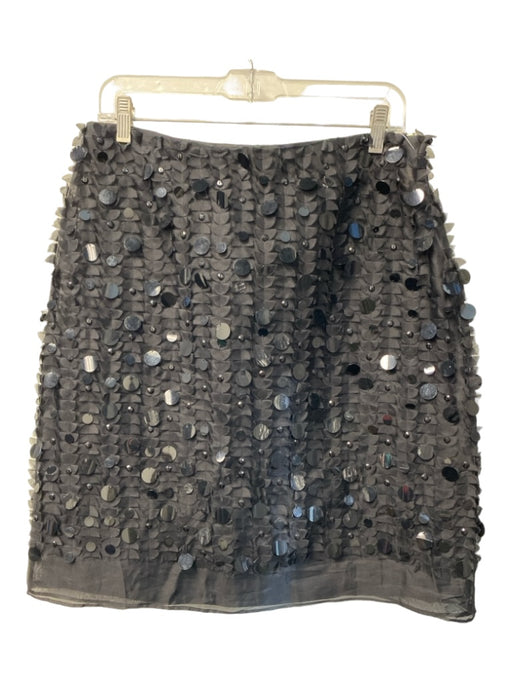 Dana Buchman Size 12P Black Organza Silk Sequin Pencil Skirt Evening Skirt Black / 12P