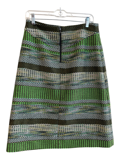 Leifsdottir Size 8 Green, White & Gold Acrylic Blend Woven Below Knee Skirt Green, White & Gold / 8