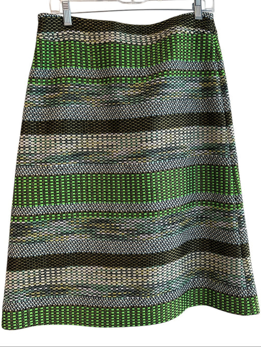 Leifsdottir Size 8 Green, White & Gold Acrylic Blend Woven Below Knee Skirt Green, White & Gold / 8