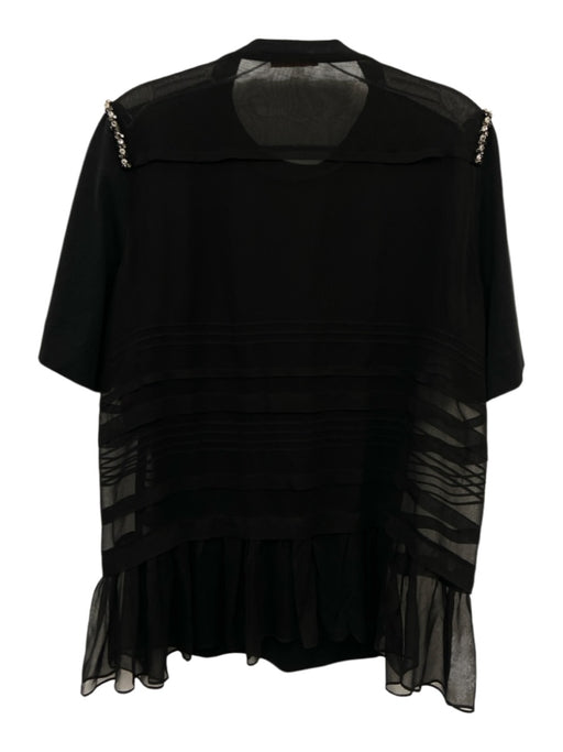 Machka Size S Black Silk Blend Sheer Paneling Embellished A Line Top Black / S