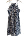 JOA Size L White & Blue Polyester V Neck Spaghetti Strap Back Zip Gingham Dress White & Blue / L