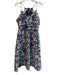 JOA Size L White & Blue Polyester V Neck Spaghetti Strap Back Zip Gingham Dress White & Blue / L