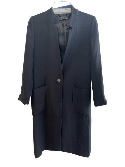 Zara Basic Size M Black No Fabric Tag Two Pocket Collar Button Closure Coat Black / M