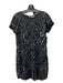 Parker Size Large Black & Silver Polyester Cap Sleeve Sequins beads Midi Dress Black & Silver / Large