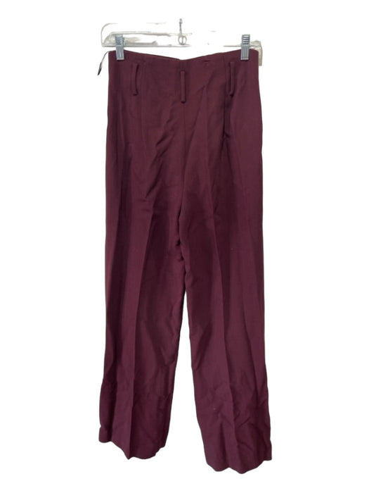 Theory Size 4 Maroon Red Viscose Blend High Rise Wide Leg Pleat Trouser Pants Maroon Red / 4