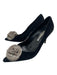 Manolo Blahnik Shoe Size 40 Black & Gray Suede Rabbit Fur Pointed Toe Midi Pumps Black & Gray / 40