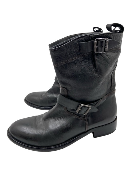 Belstaff Shoe Size 36.5 Black Leather Buckle Detail Almond Toe Ankle Booties Black / 36.5