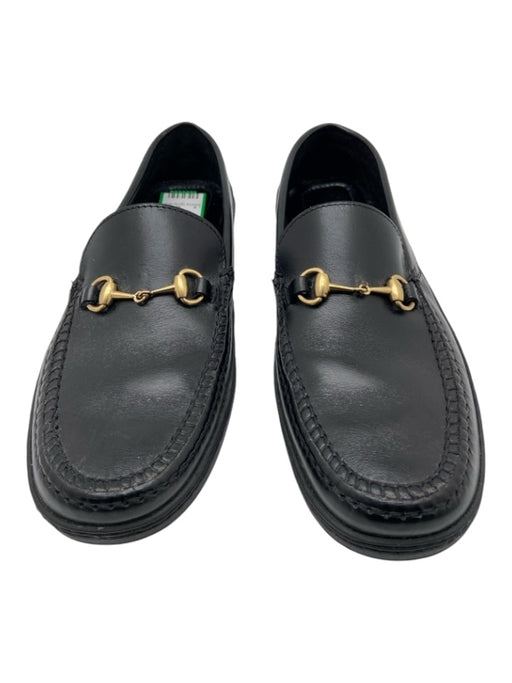 Gucci Shoe Size 6 Black Leather Gold hardware Horsebit Slip On Flats Black / 6