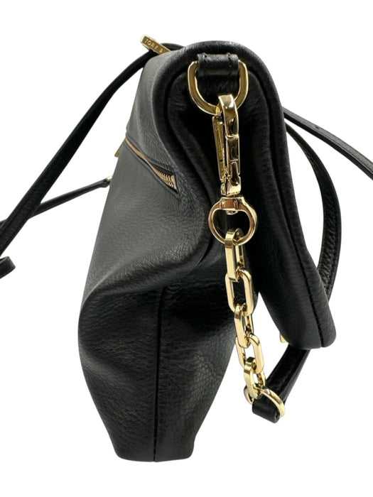 Tory Burch Black Pebble Leather Gold hardware Logo Crossbody Bag Black / M